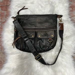 FOSSIL Morgan Traveler BLACK Pebbled Leather